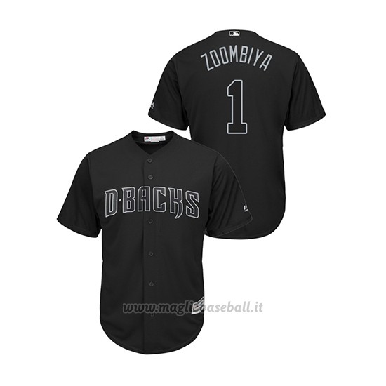 Maglia Baseball Hombre Arizona Diamondbacks 1 Jarrod Dyson 2019 Players Weekend Zoombiya Replica Nero